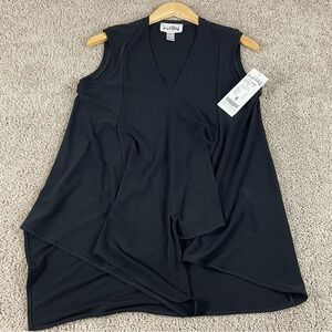 Joseph Ribkoff Top Size 8 Black Sleeveless Stretch Jersey Asymmetrical NWT F224